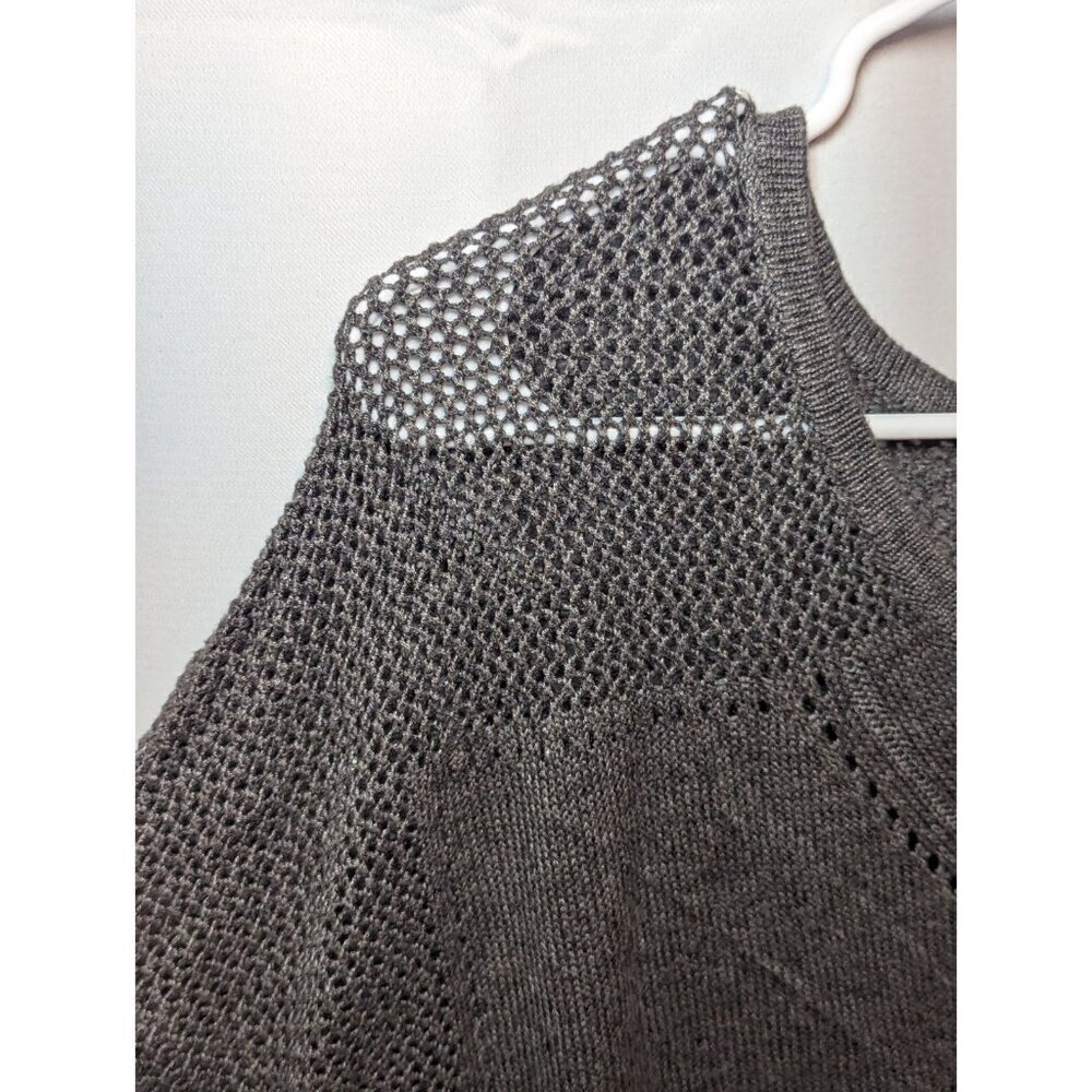 Lane Bryant Gray Sleeveless Sweater Open Knit Crochet Trim Size 14-16 - Picture 2 of 14
